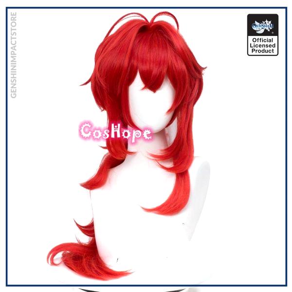 Genshin Impact Diluc Cosplay 60cm Long Red Wig Cosplay Anime Cosplay Wigs Heat Resistant Synthetic Wigs 1 - Genshin Impact Store