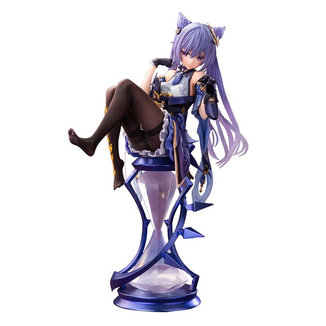 21CM Anime Figure Keqing Game Genshin Impact Liyue Qixing Sexy Black Silk Legs Sitting Doll - Genshin Impact Store